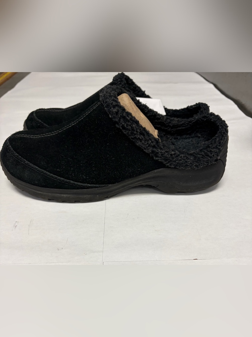 Women's Black Faux-Suede Lined Slip-On Clog